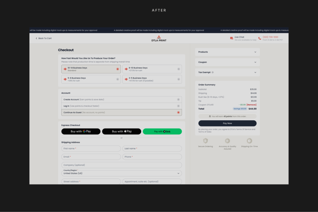 dtla print checkout after